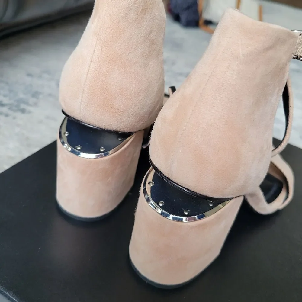 Alexander Wang Abby Suede Tilt-Heel City Sandal 36